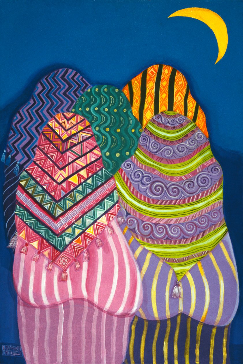 1990年月光下的底部（丙烯画布） 作者 莱拉·沙瓦（Laila Shawa）