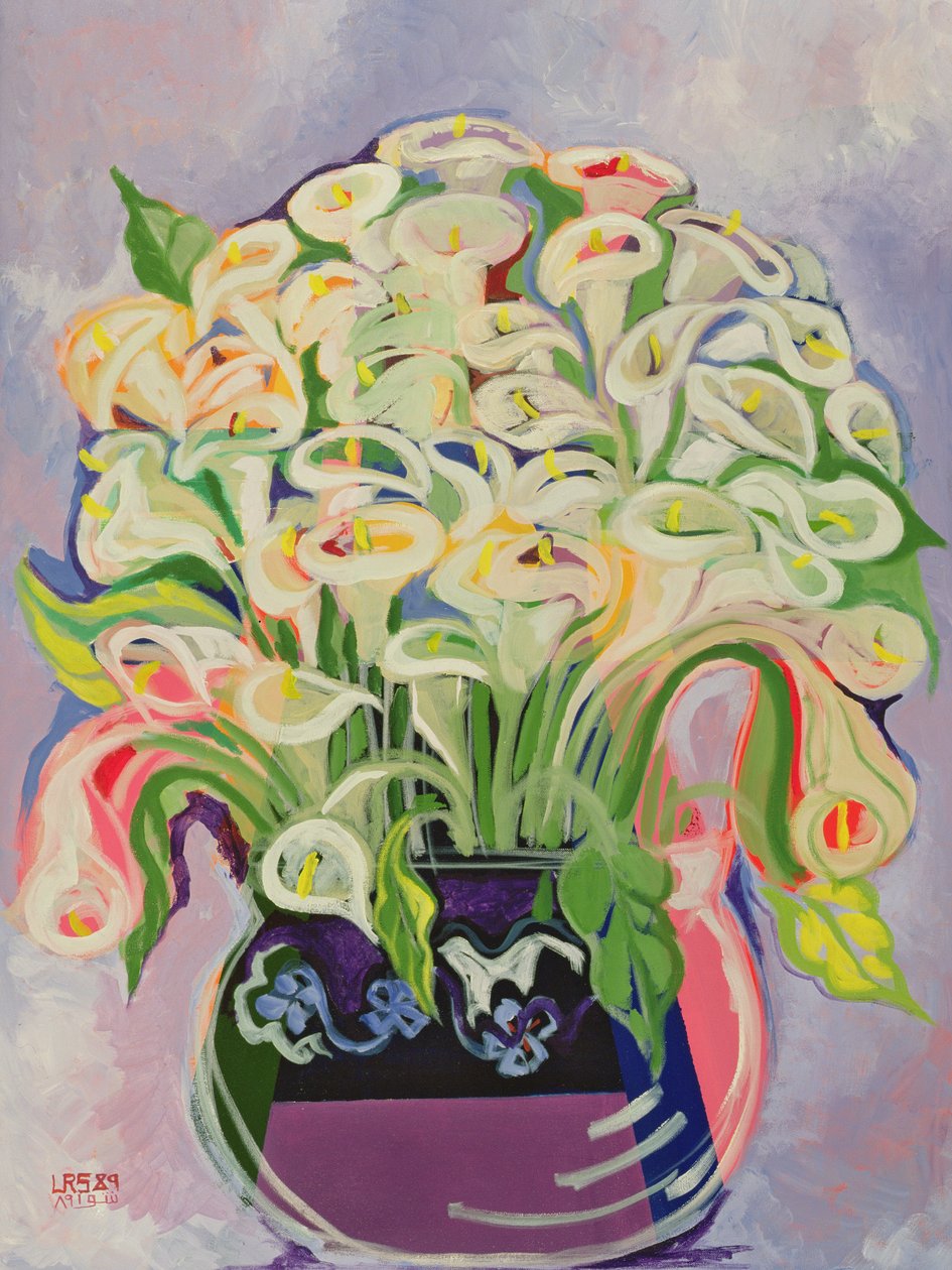 百合花，1989年（丙烯画布） 作者 莱拉·沙瓦（Laila Shawa）