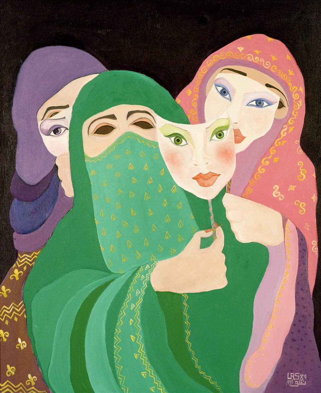 面具，1989年（丙烯画布） 作者 莱拉·沙瓦（Laila Shawa）
