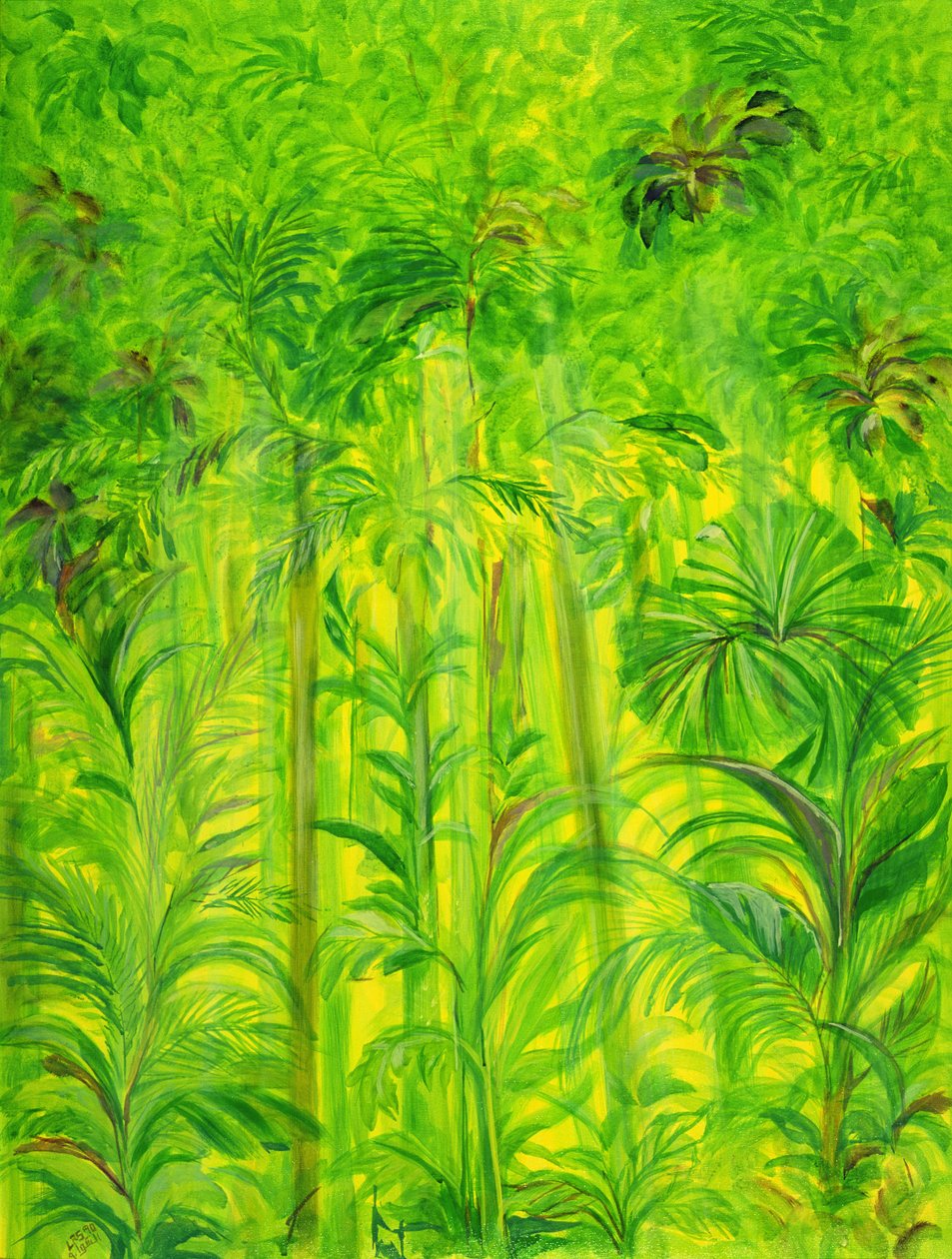 1990年马来西亚雨林（帆布丙烯酸） 作者 莱拉·沙瓦（Laila Shawa）
