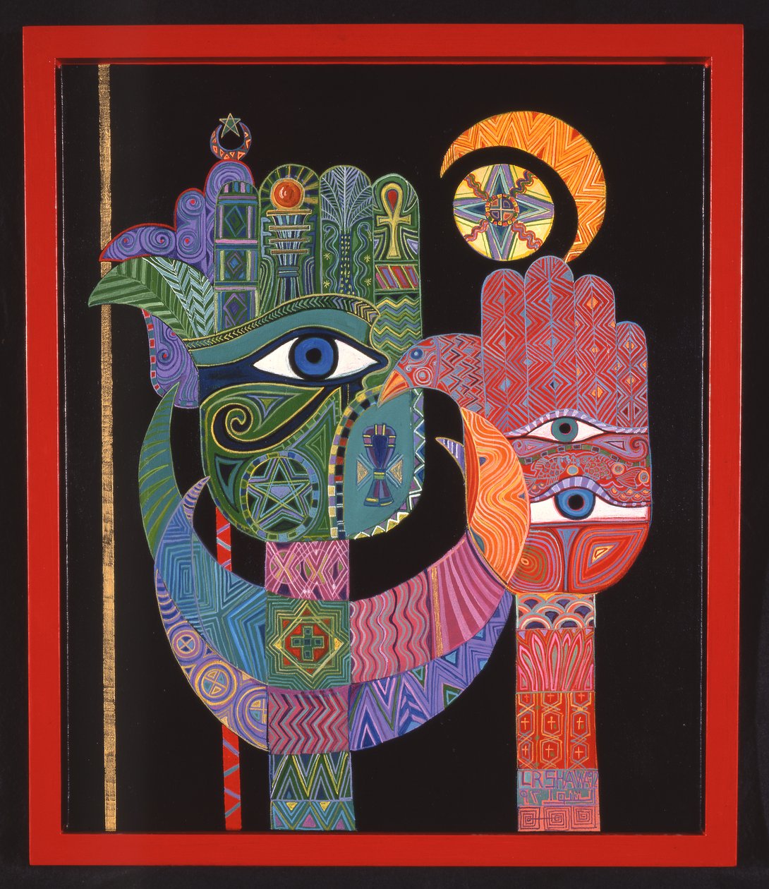 符号，1992年（画布上的丙烯酸） 作者 莱拉·沙瓦（Laila Shawa）
