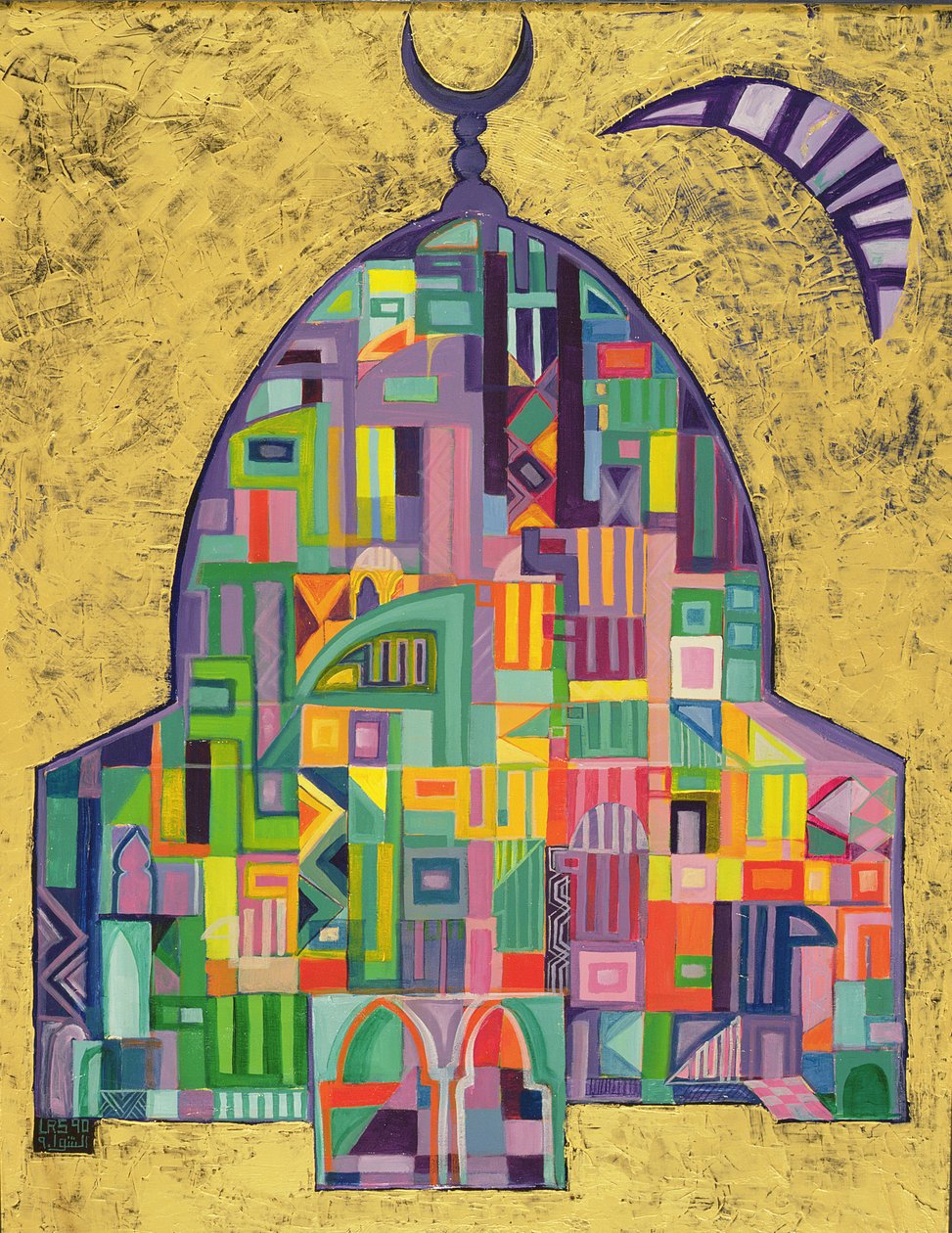 上帝之家II，1993-94（画布上的丙烯酸） 作者 莱拉·沙瓦（Laila Shawa）