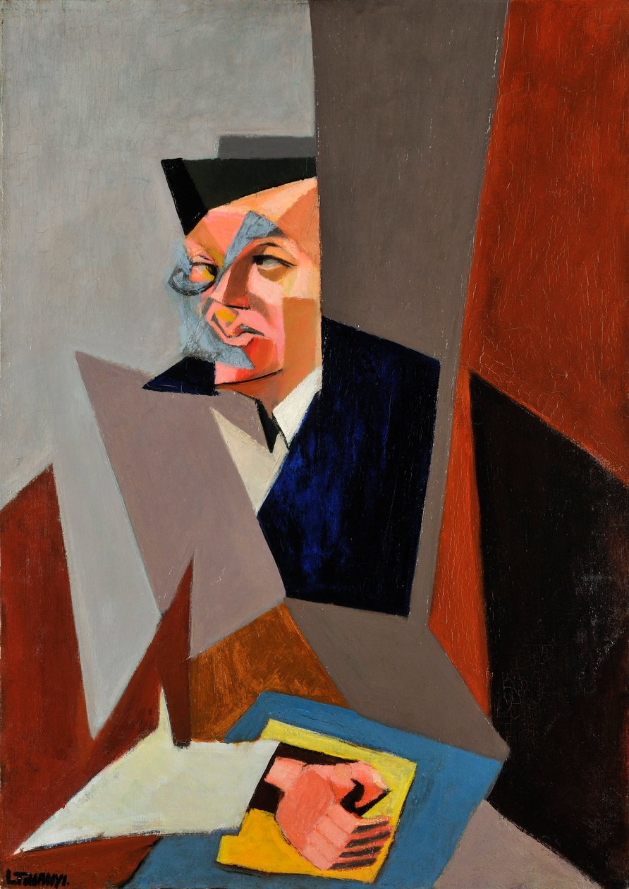 特里斯坦·查拉 (1896-1963) 的肖像，由 Lajos 的 Tihanyi (1885-1938) 绘制。 布面油画 作者 Lajos Tihanyi