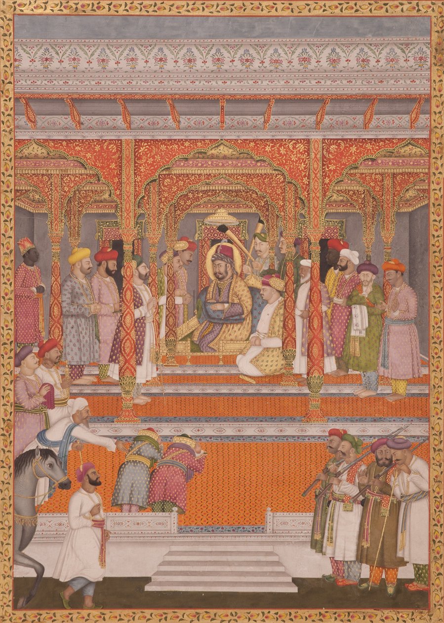 Mirza Md Muazzam Shah Khurram Bakht Bahadur接受Saadat Ali，Awaw的Nawab，1803（纸上不透明的wc） 作者 拉吉时代