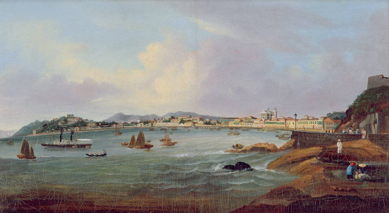 中国澳门港口，约 1855 年（布面油画） 作者 Lam Qua (attr. to)