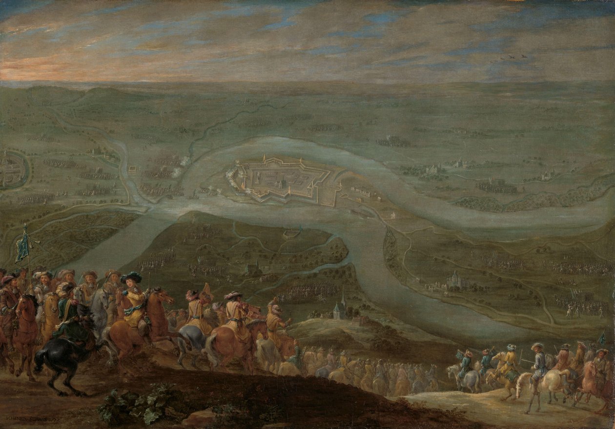 1672 年，路易十四国王及其随行人员在申肯尚斯（Schenkenschans）围城战中 作者 兰伯特·德·洪特 (II)