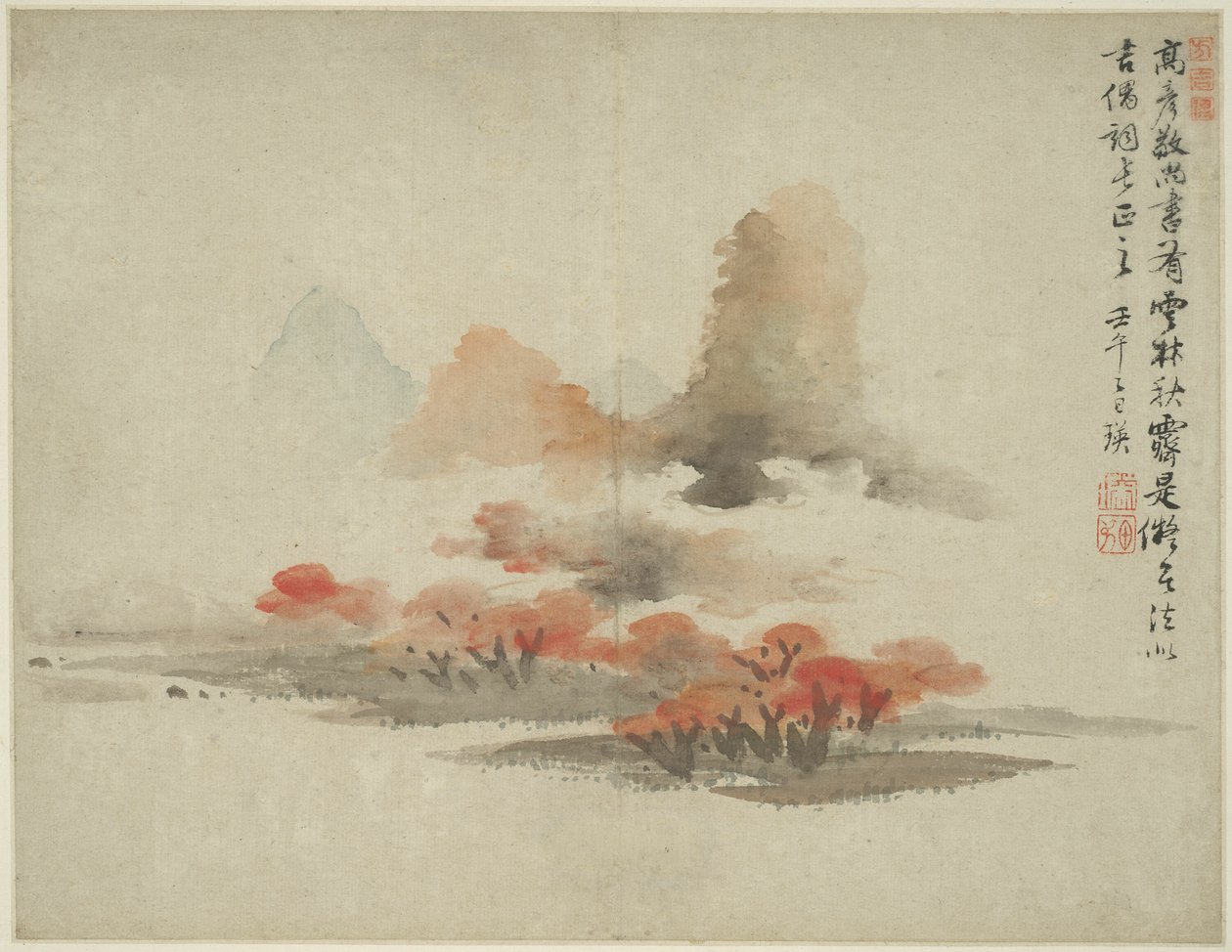 古代大师风格的山水画：高克恭（1248-1310 年）之后的作品 作者 蓝鹰