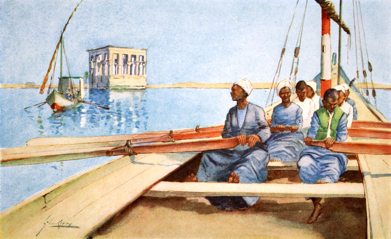 乘坐Felucca去Philae》，1908年。   作者 兰斯·萨克雷