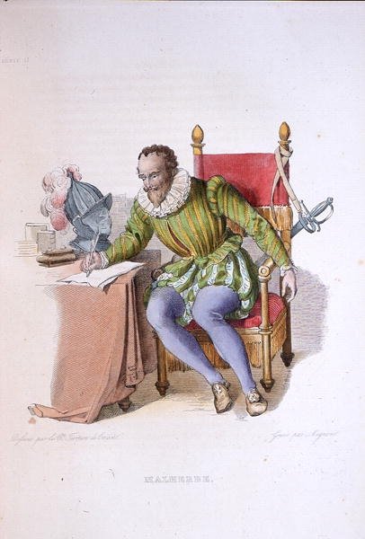弗朗索瓦-德-马尔赫贝（1555-1628）的肖像，插图来自E.Mennechet的《Le Plutarque Francais》，1835年在巴黎出版（彩色雕版）。 作者 兰斯洛特·西奥多（后）特平·德·克里塞