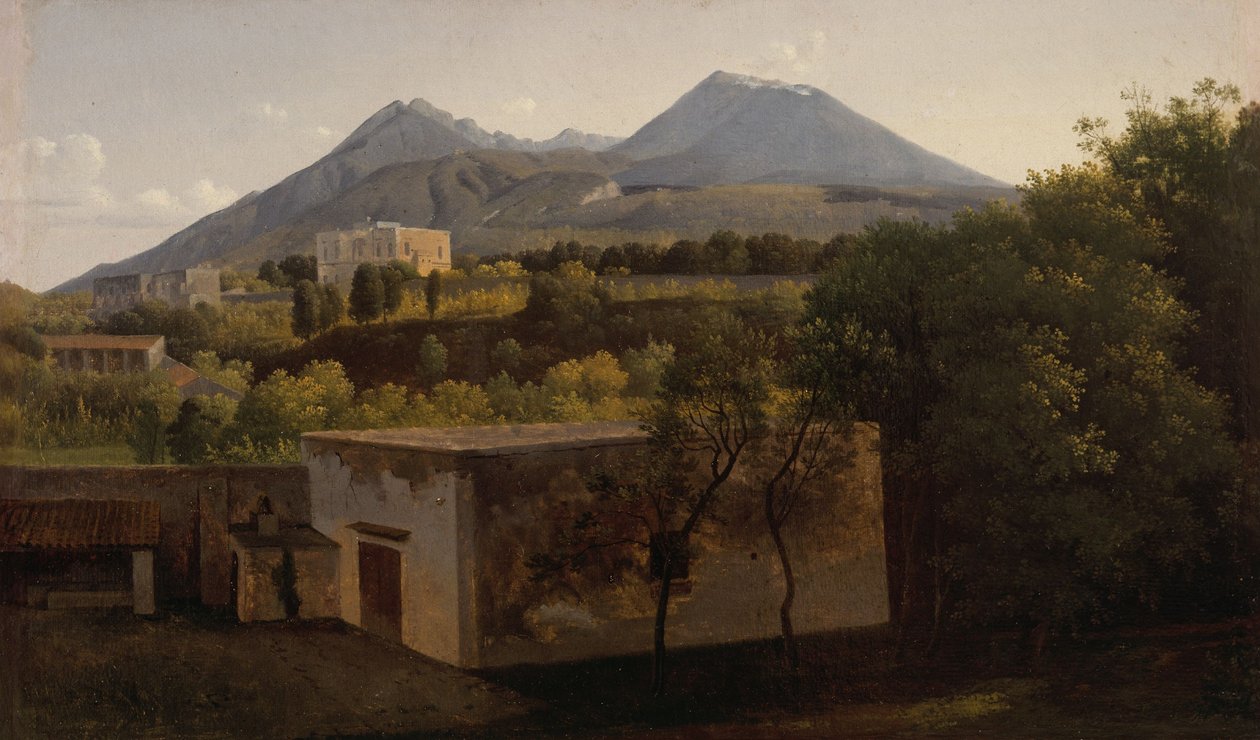 从波尔蒂奇俯瞰维苏威火山，约 1824 年（布面油画） 作者 兰斯洛特·西奥多·图平·德·克里斯