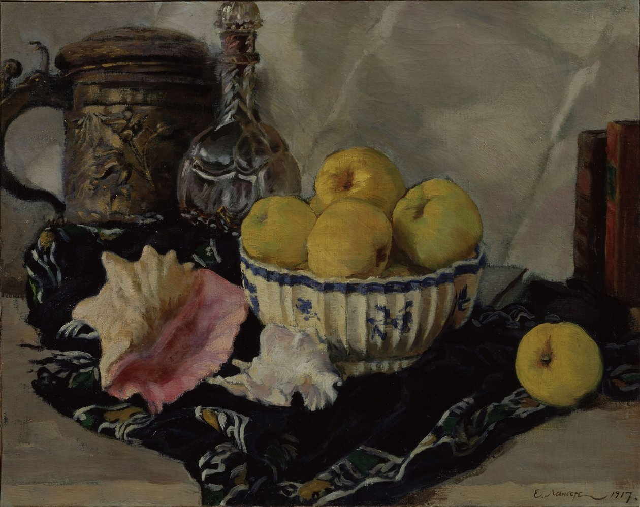 静物。贝壳和苹果，1917年 作者 兰斯雷