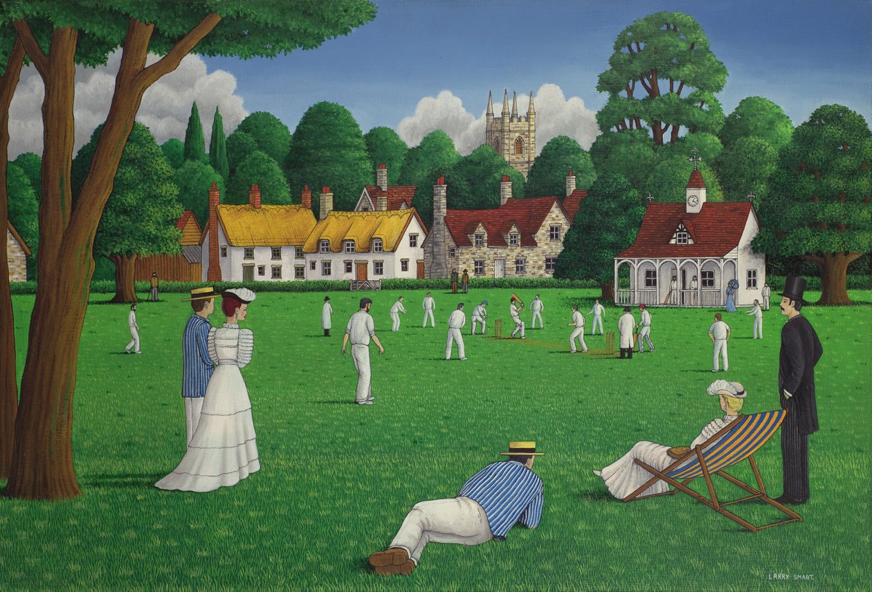 Edwardian Cricket，1986（画布上的丙烯酸） 作者 拉里·斯玛特