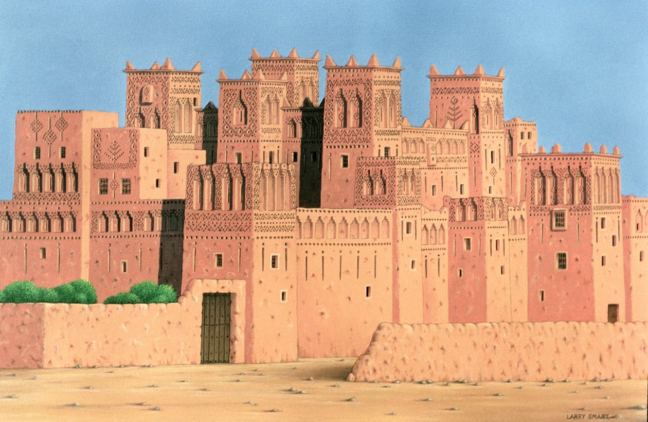 摩洛哥南部的Kasbah，1998年（亚麻布亚麻布） 作者 拉里·斯玛特