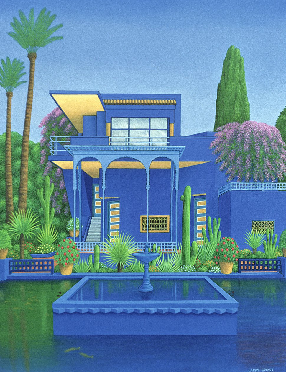 Majorelle花园，马拉喀什，1996年（亚麻上的carylic）（见186509） 作者 拉里·斯玛特