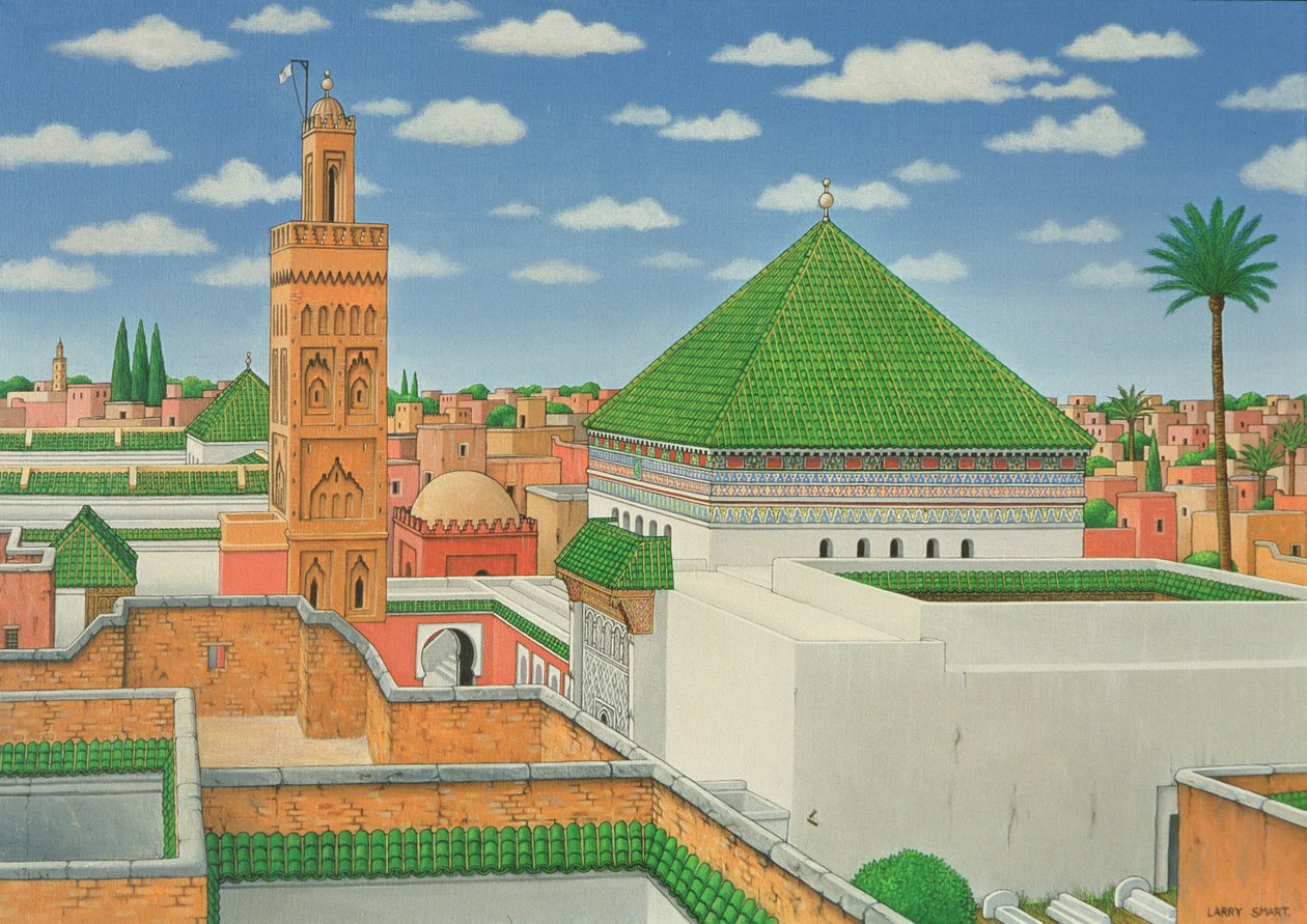 屋顶，马拉喀什，1998年（亚麻布亚麻布） 作者 拉里·斯玛特