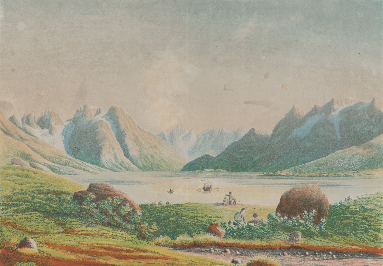 格陵兰岛Tasermiut的Kuggsuak湖，1863年。 作者 拉斯·穆勒