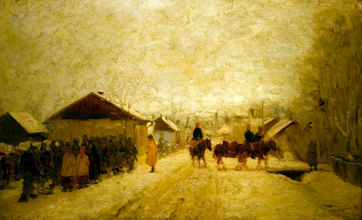 全世界的全职：Marching_Soldiers_in_Winter_Landscapen 作者 拉斯洛（Laszlo Mednyanszky）