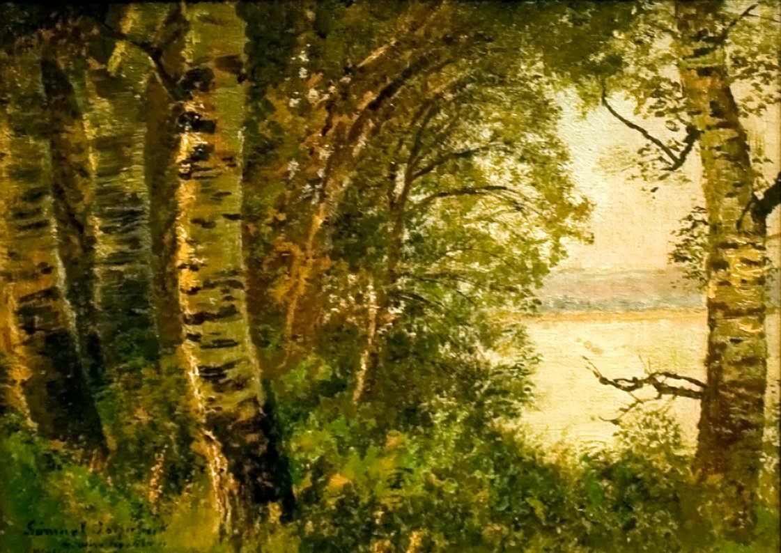 Toparti taj fakkalnEnglish：Lakeside_View_with_Treesn 作者 拉斯洛（Laszlo Mednyanszky）