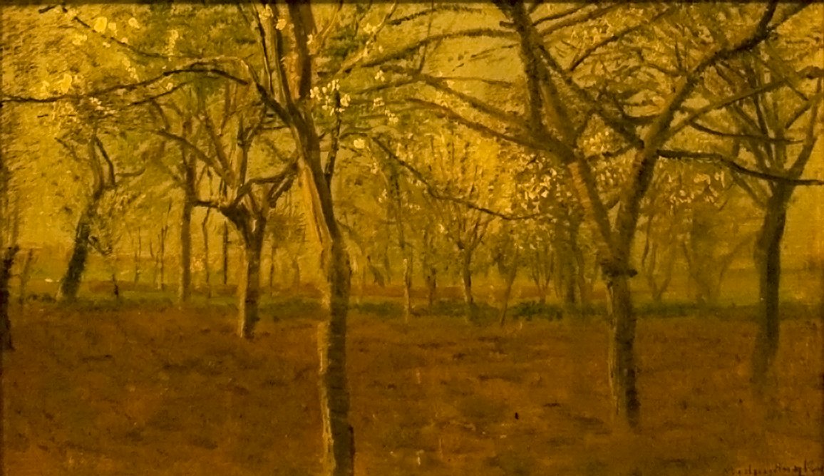 Viragzo almafaknEnglish：Blossoming_Apple_Treesn 作者 拉斯洛（Laszlo Mednyanszky）