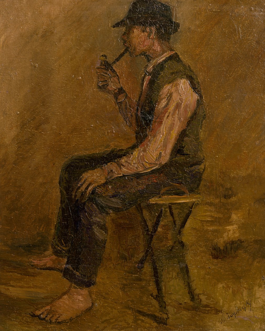 一个带管的坐着的人的研究 作者 拉斯洛（Laszlo Mednyanszky）