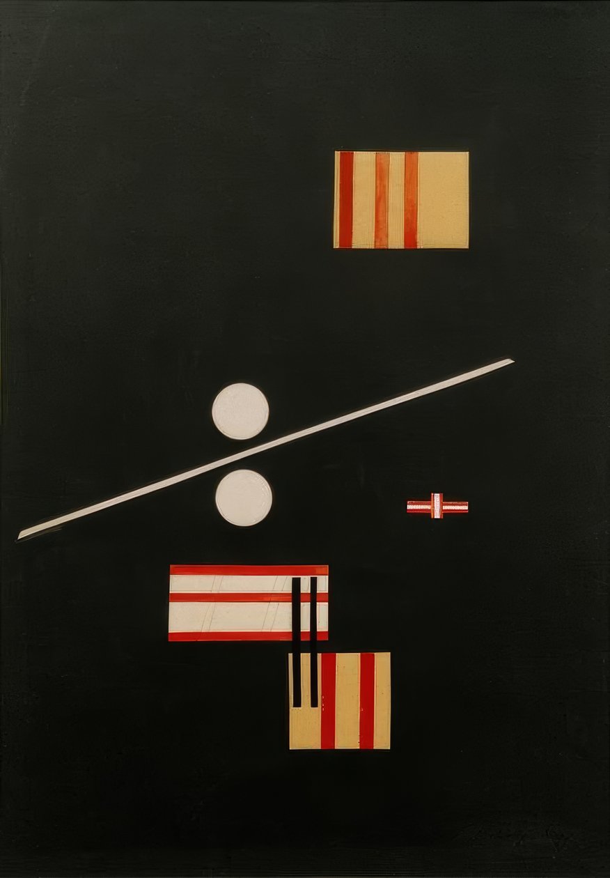 黑色背景上的拼贴画 作者 拉斯洛·莫霍利·纳吉（Laszlo Moholy Nagy）
