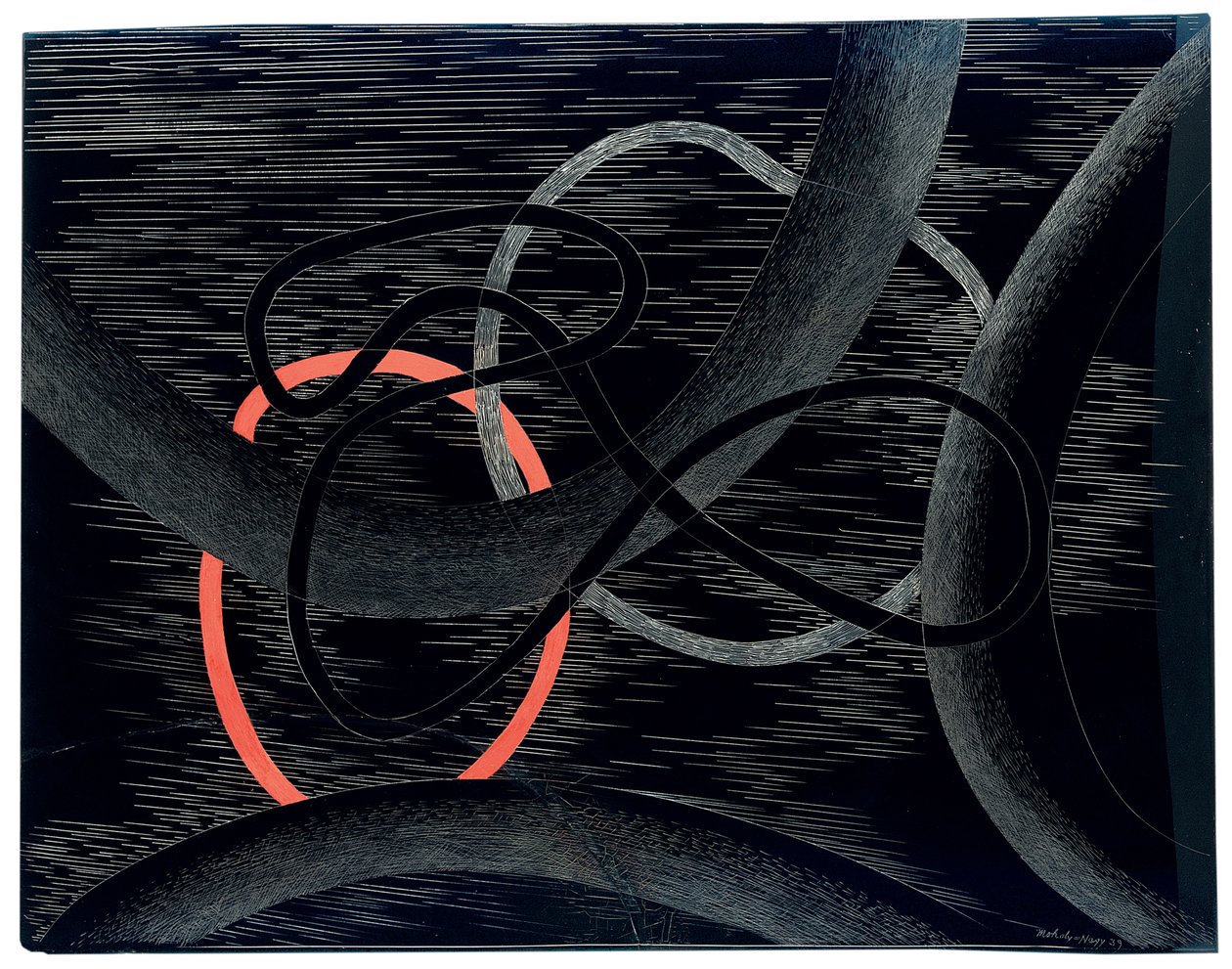 构图，1939年 作者 拉斯洛·莫霍利·纳吉（Laszlo Moholy Nagy）