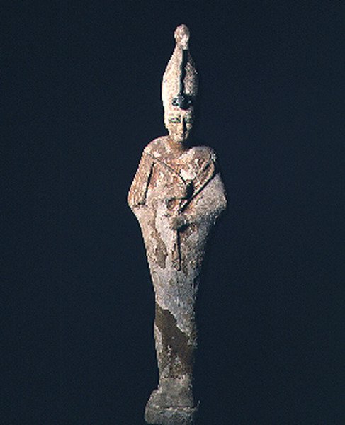 石膏覆盖的奥西里斯木雕像，赛特时期，公元前664-525年（木头和石膏） 作者 晚期埃及人