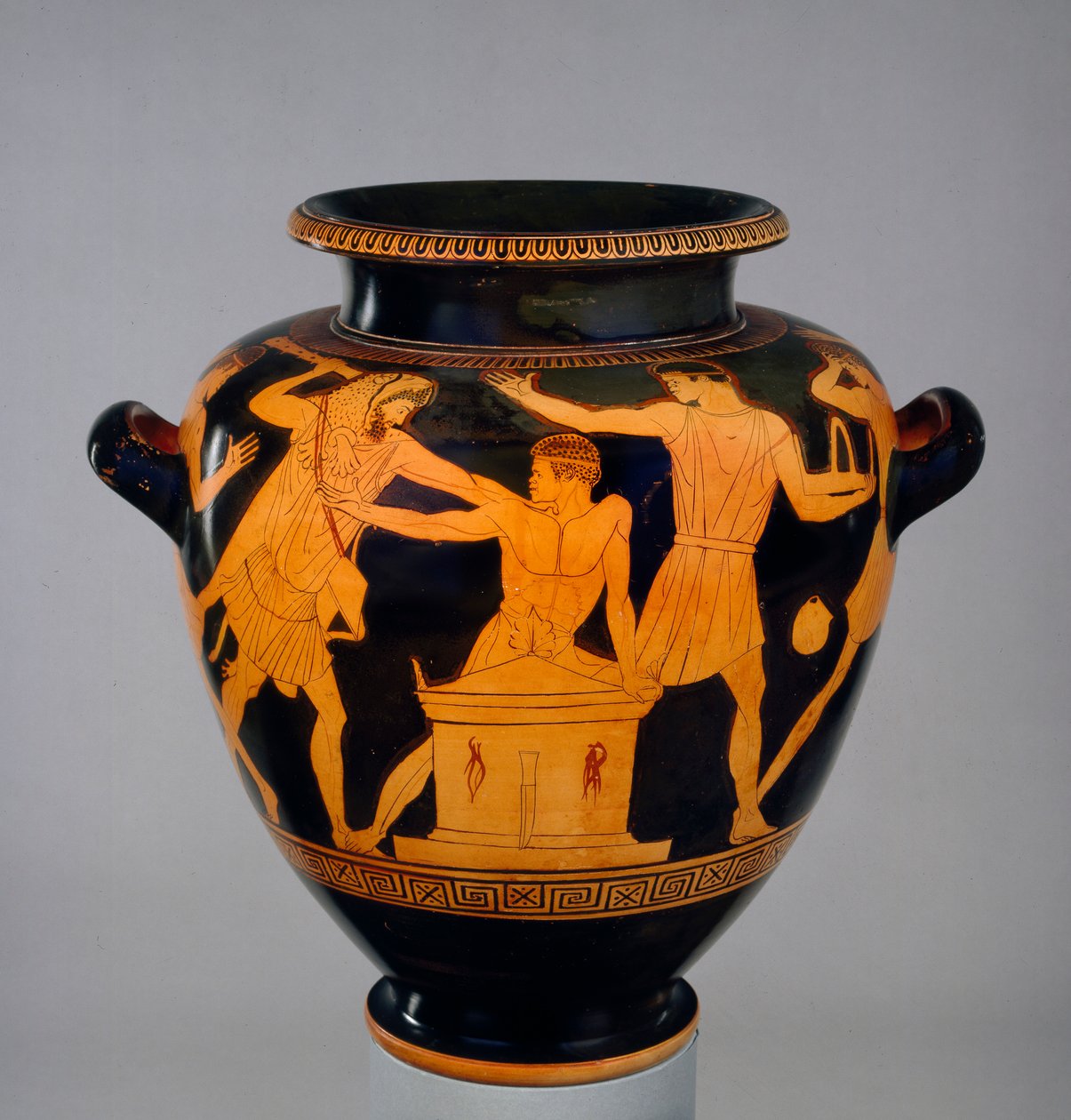 阿提卡的红色图画Stamnos，展示赫拉克勒斯和布西里斯，约公元前460年 作者 柏林画家的后期追随者