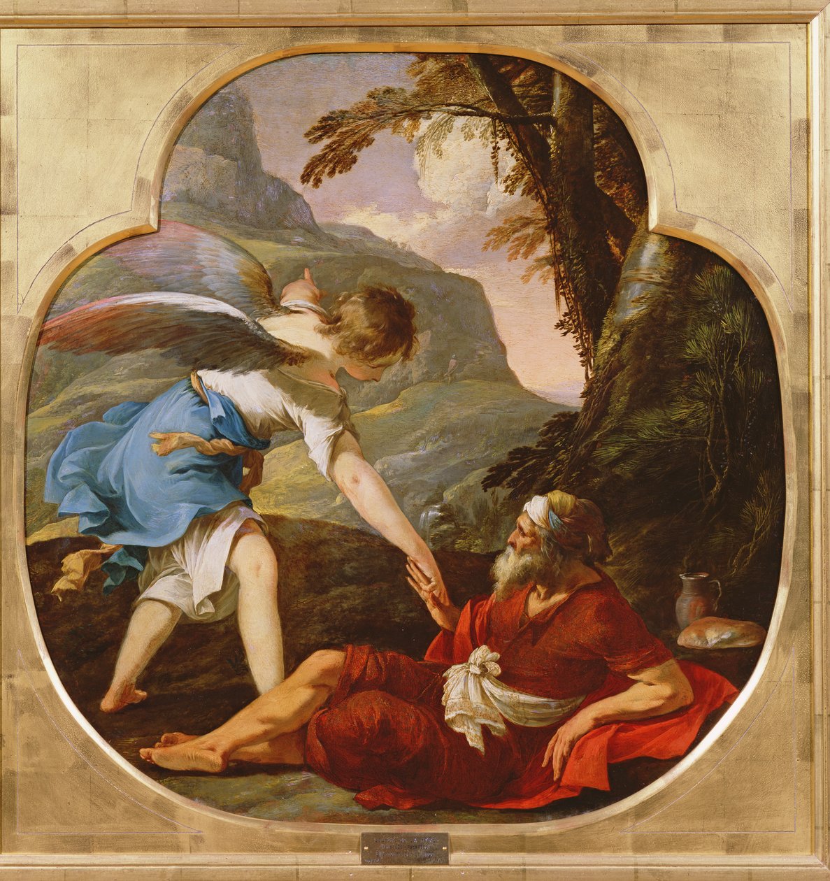 以利亚被天使救出，c.1630（铜上油） 作者 劳伦·德拉·海尔