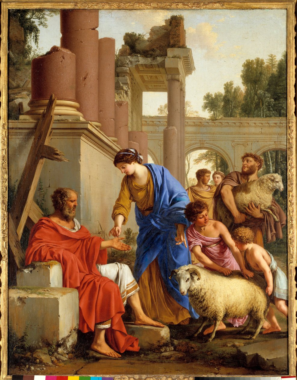约伯在他的财产中恢复，上帝在被摩诃击中后使工作繁荣。 Laurent de La Hyre (1606-1656) 的绘画 作者 劳伦·德拉·海尔