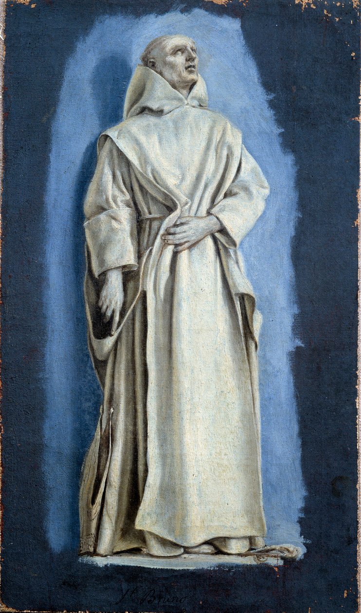 洛朗·德·拉·海尔（Laurent de La Hyre，1606-1656 年）17 世纪的画布上的圣布鲁诺绘画。 0.37 x 0.21 米巴黎。 卢浮宫 作者 劳伦·德拉·海尔