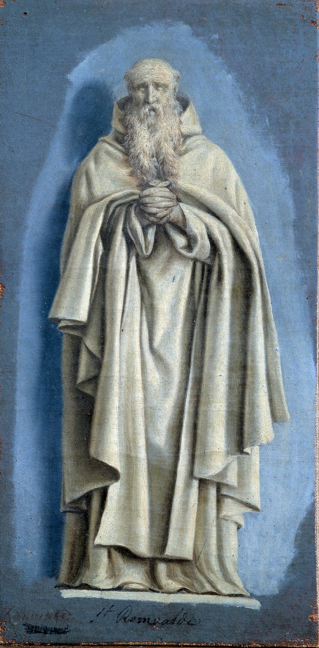 Saint Romuald 祈祷 Laurent de La Hyre（1606-1656）17 世纪太阳在画布上与卡马约绘画。 0,36 x 0,18 m 巴黎。 卢浮宫 作者 劳伦·德拉·海尔