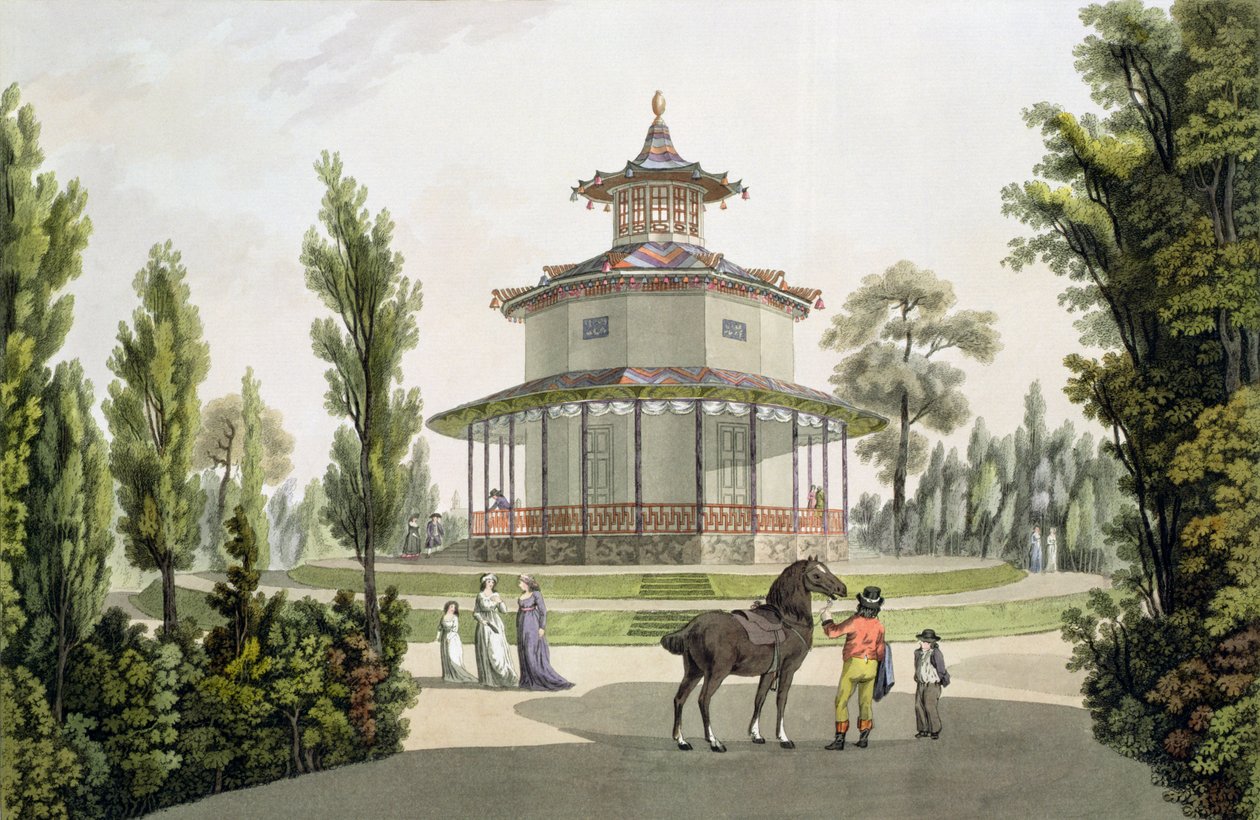 中国避暑别墅的视图，在Eisgrub的利希滕斯坦宫，由Johann Ziegler（1750-c.1812）雕刻，1792年 作者 劳伦斯詹沙