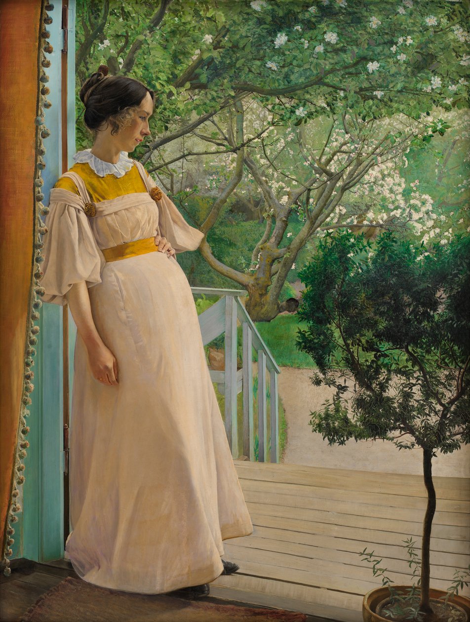 在花园的门口艺术家的妻子，1897年。 作者 劳瑞特的安徒生戒指