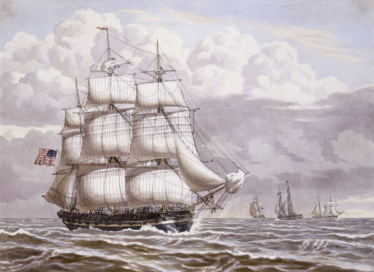 帆号下的美国护卫舰，其他运输方式，1832年 作者 劳里兹·拉斯穆斯·林比