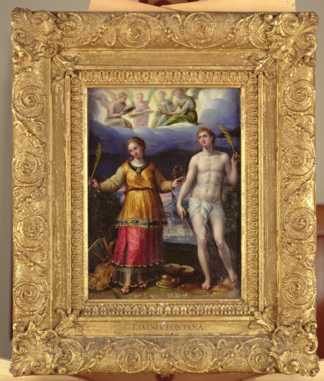 St.Sebastian和St.Cecilia（铜上油） 作者 Lavinia Fontana