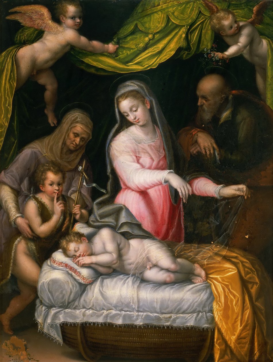 圣家族与施洗者约翰和圣伊丽莎白，1591年。 作者 Lavinia Fontana