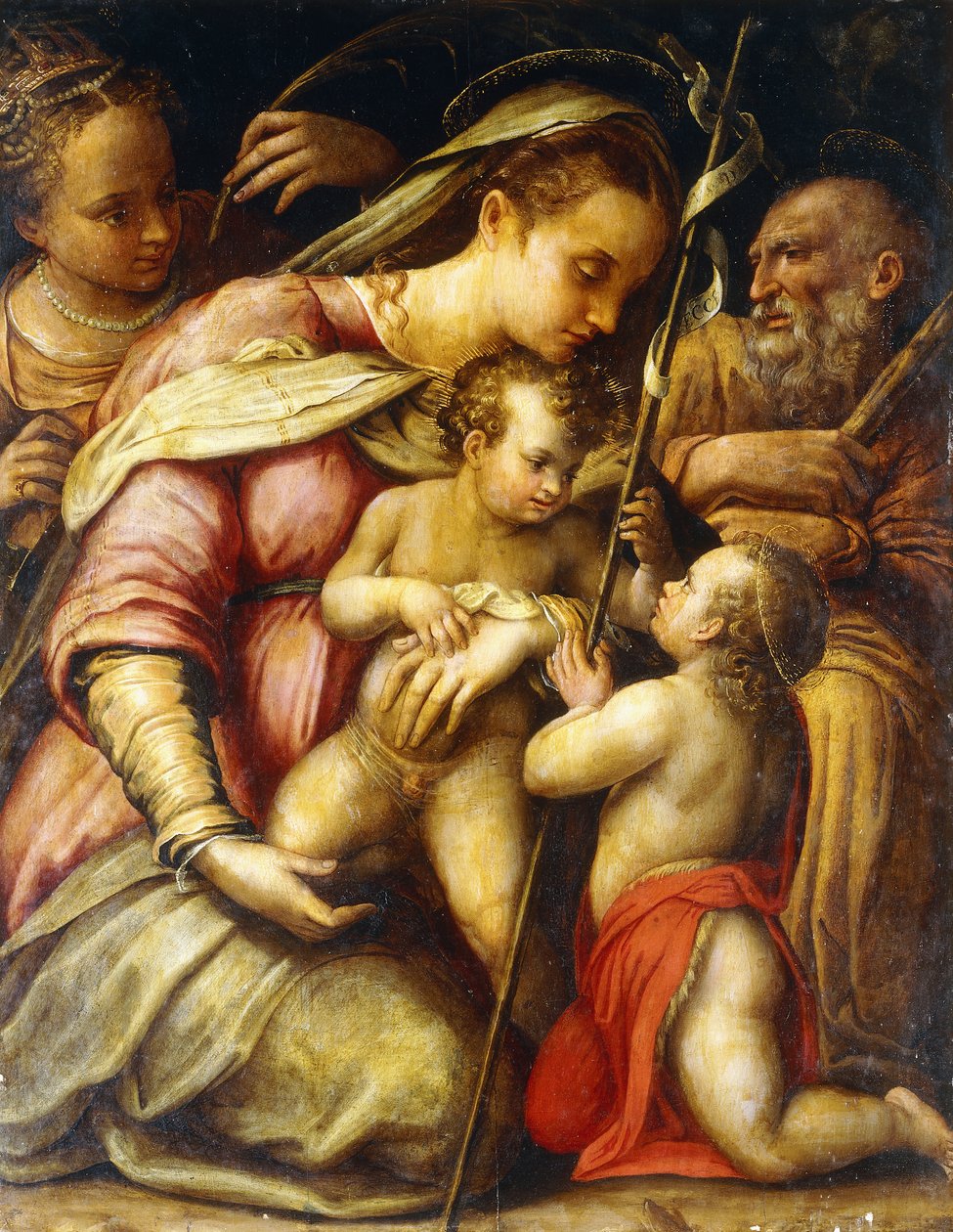神圣家庭与婴儿浸信会圣约翰和圣凯瑟琳， 作者 Lavinia Fontana