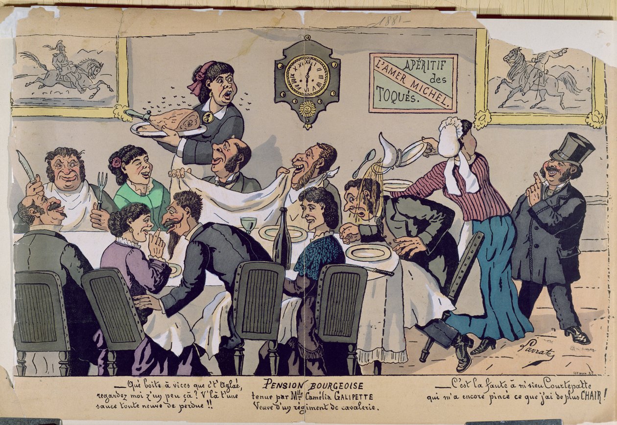 中产阶级寄宿公寓，漫画，1881年（彩色雕刻） 作者 洗手间