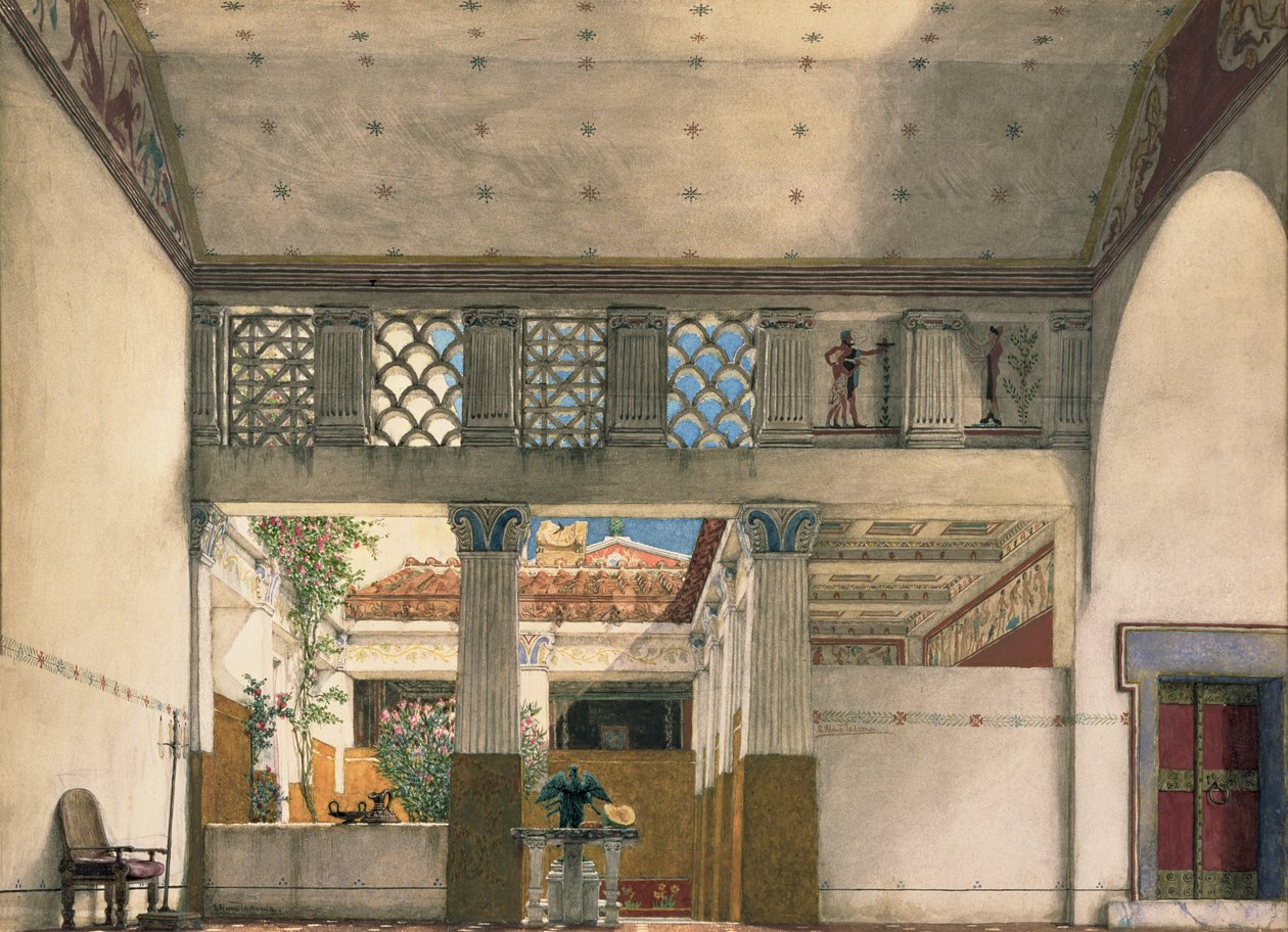盖乌斯-马尔奇乌斯宅邸内景（纸面水彩画） 作者 劳伦斯·阿尔玛-塔德玛