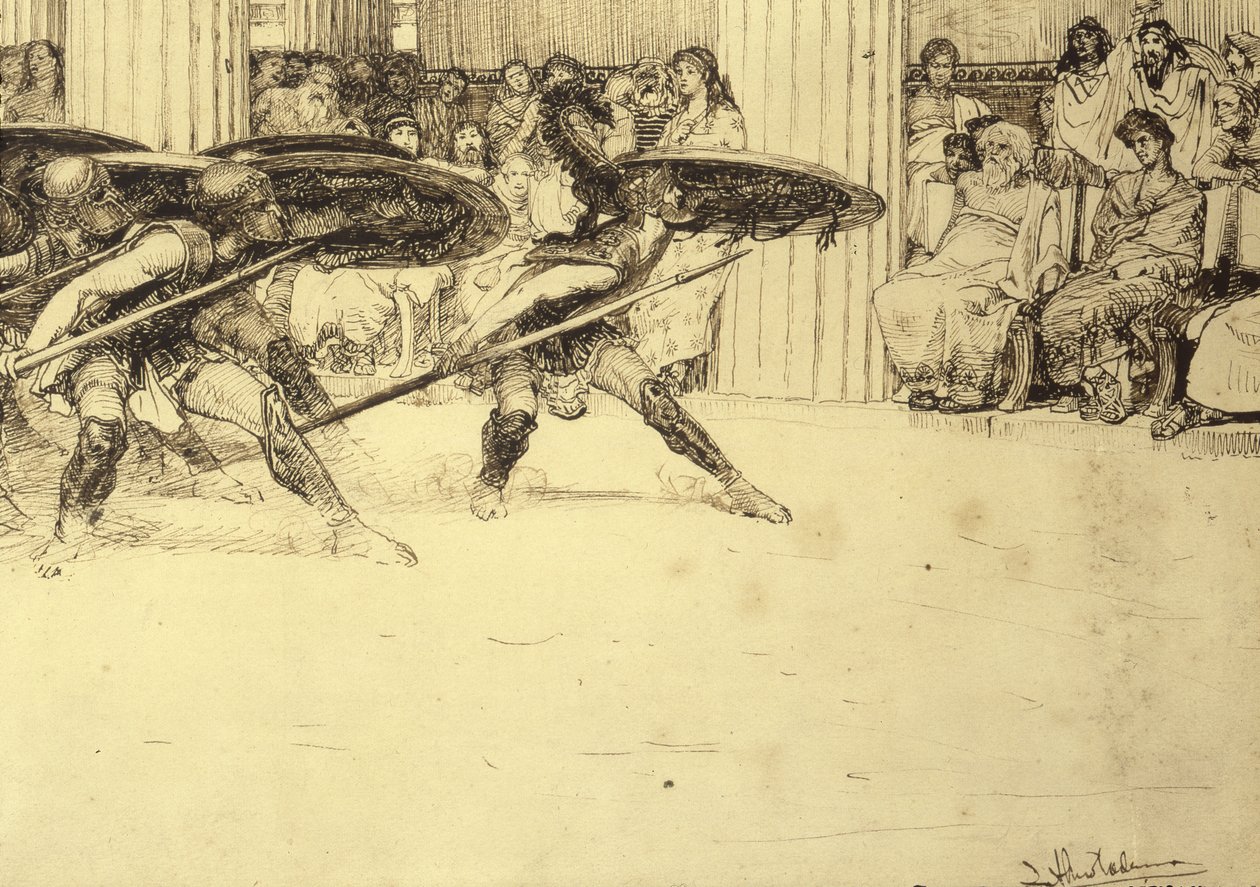 Pyrrhic Dance，c.1886 作者 劳伦斯·阿尔玛·塔德玛
