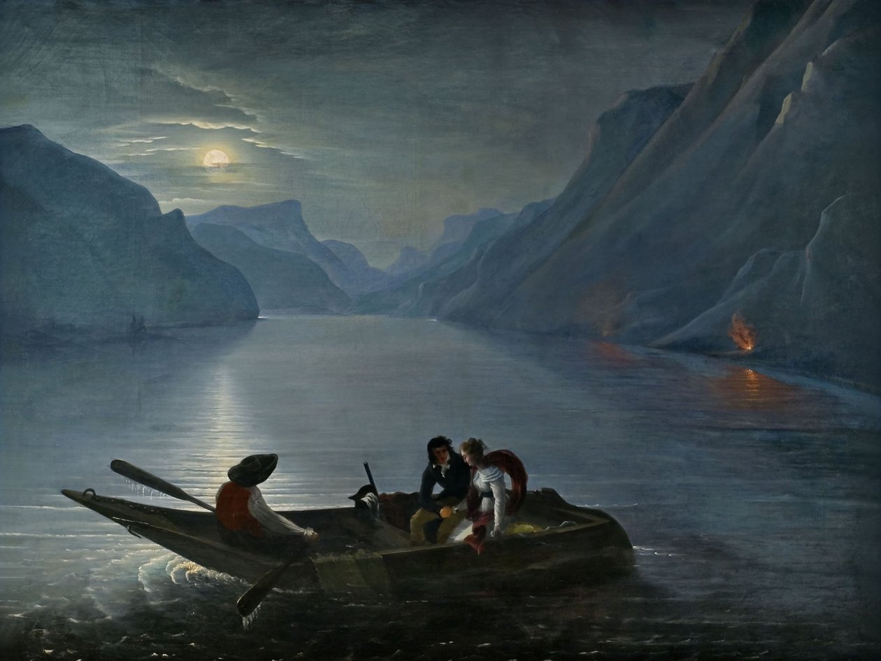 日内瓦湖畔的朱莉和圣普鲁斯，1824年。 作者 王子