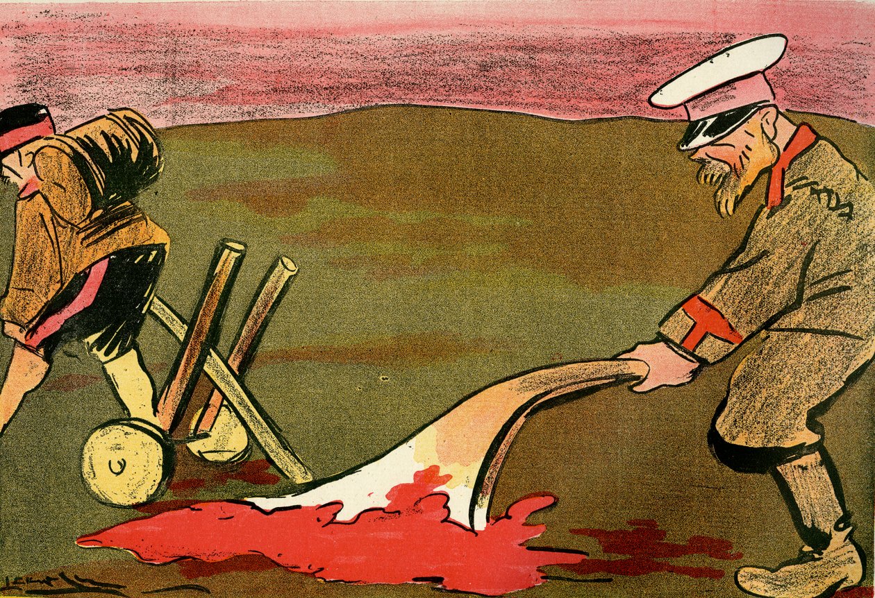 文明之犁——俄罗斯士兵在血腥的战场上耕耘。 1904（平版印刷） 作者 里尔·德·卡马拉