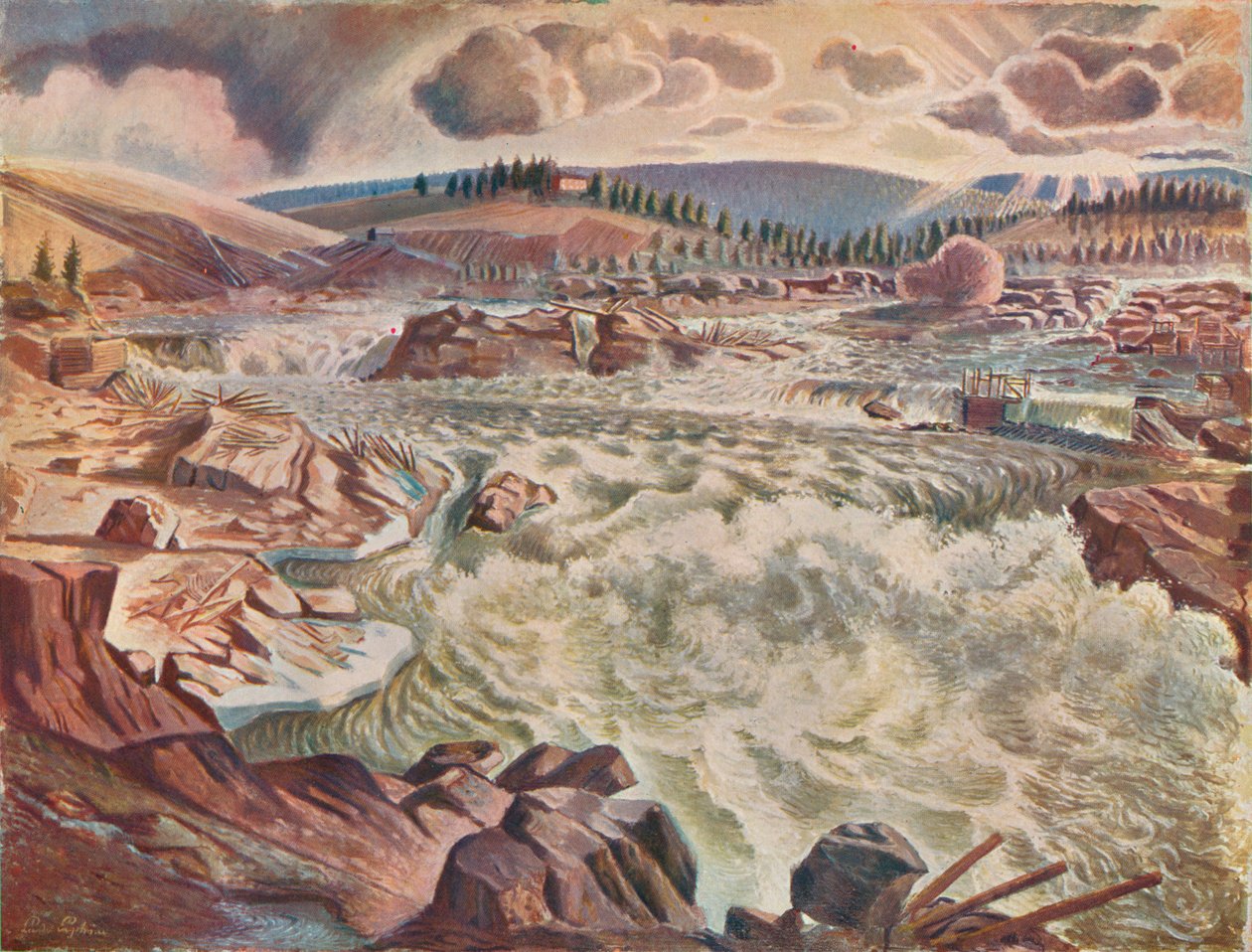 瀑布，c1900年，1935年。 作者 利安德·恩斯特伦