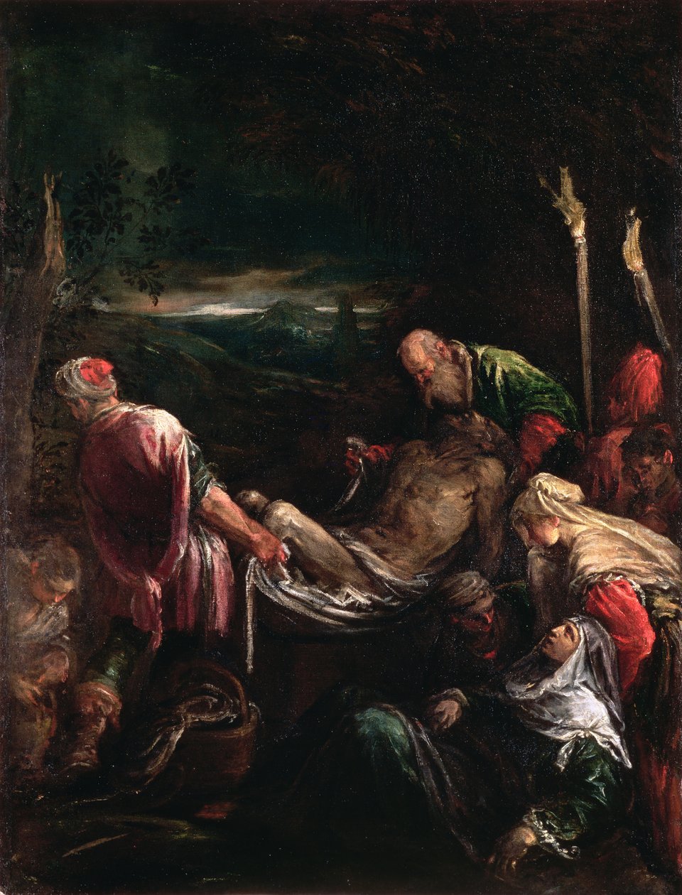 基督的葬礼，1578-80 作者 Leandro da Ponte Bassano