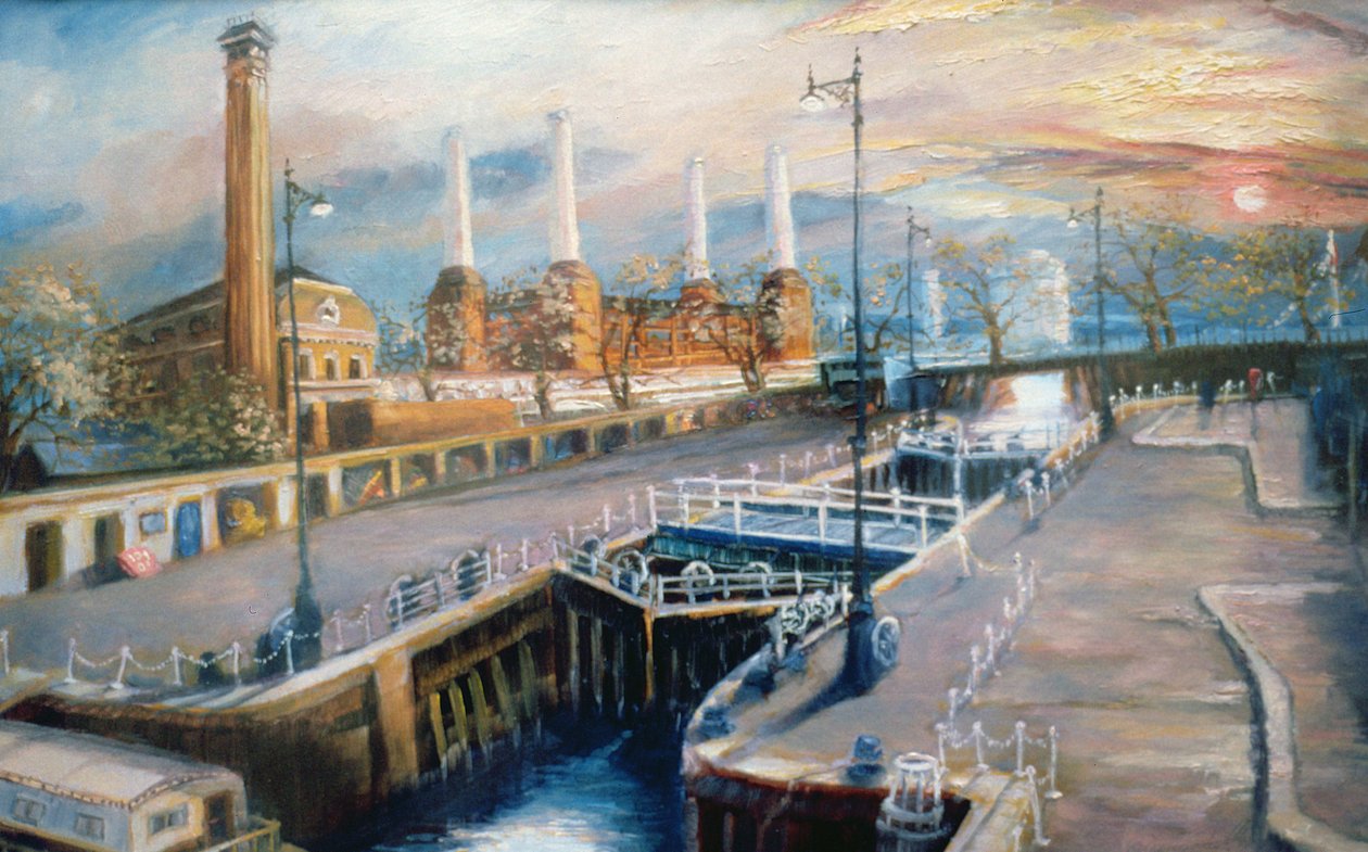 Grosvenor Dock，1998年（纸上油画）Pimlico Embankment 作者 李·坎贝尔