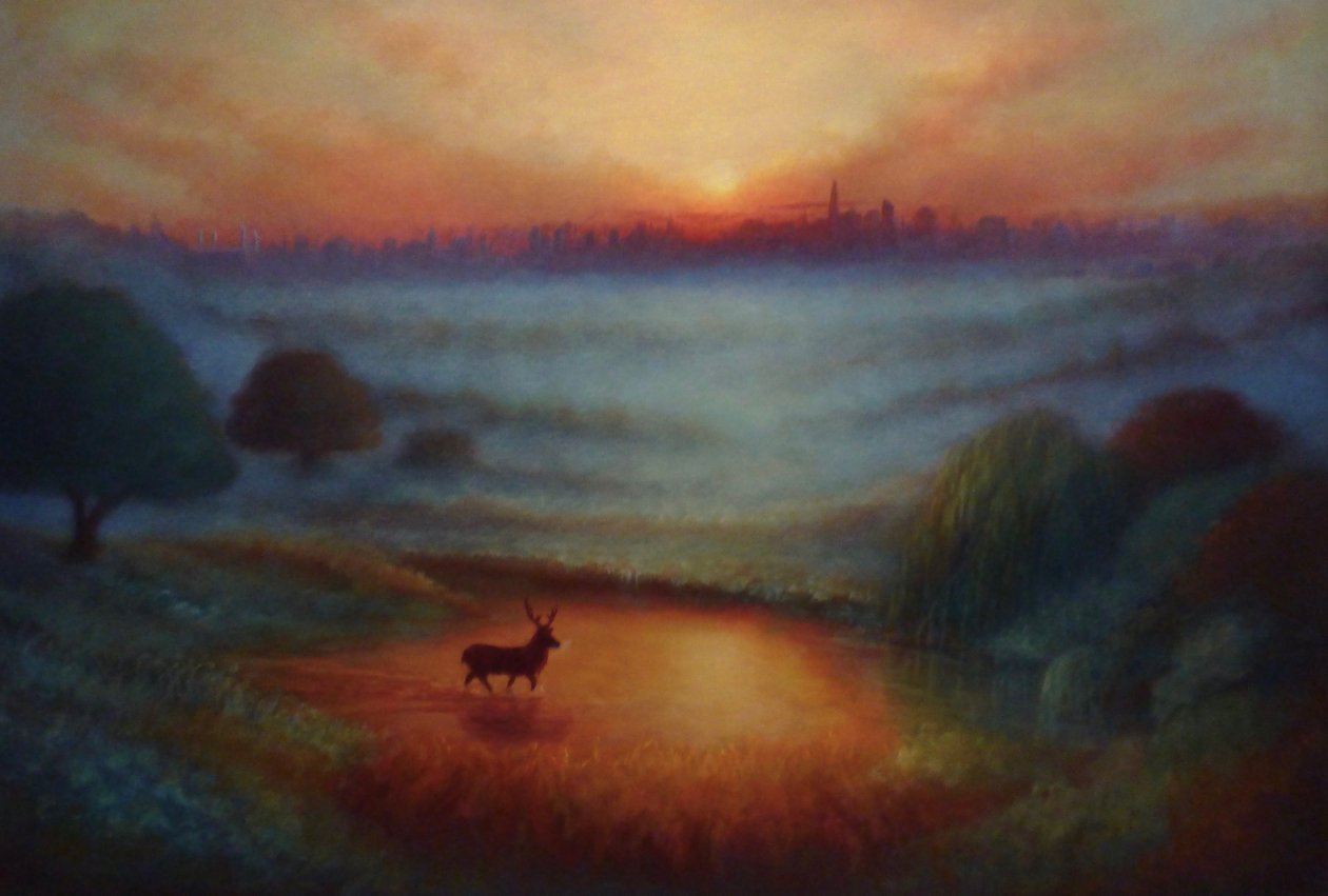 蕨类植物之外，2024 年（布面油画） 作者 李·坎贝尔