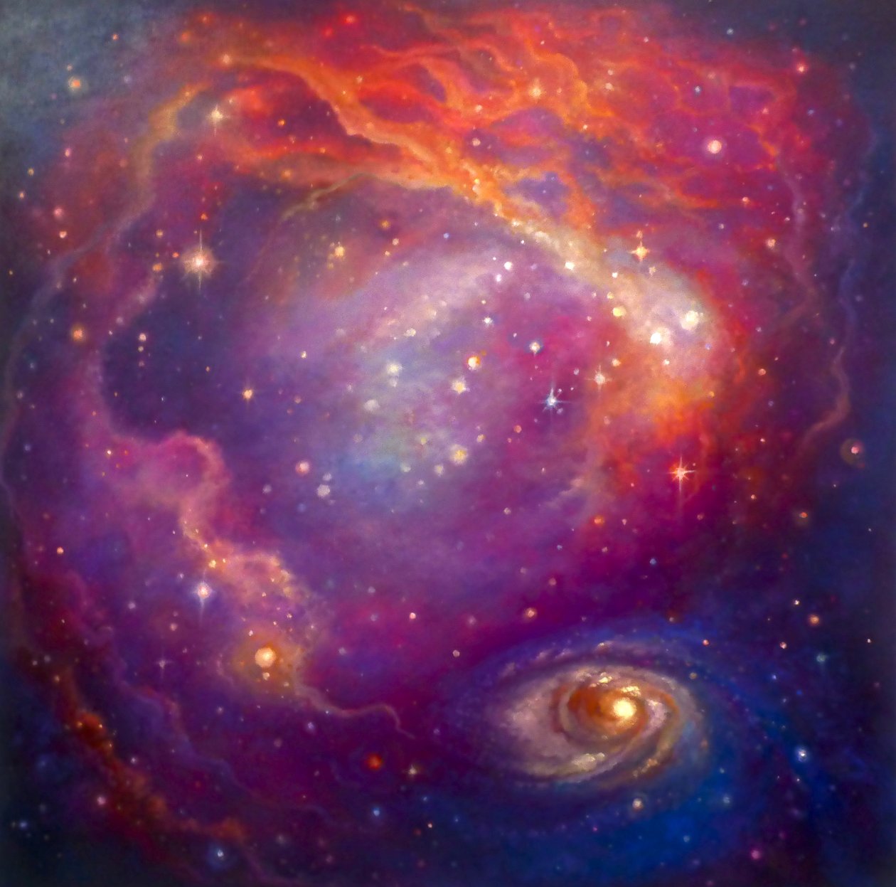 紫水晶星云，2023 年（布面油画） 作者 李·坎贝尔