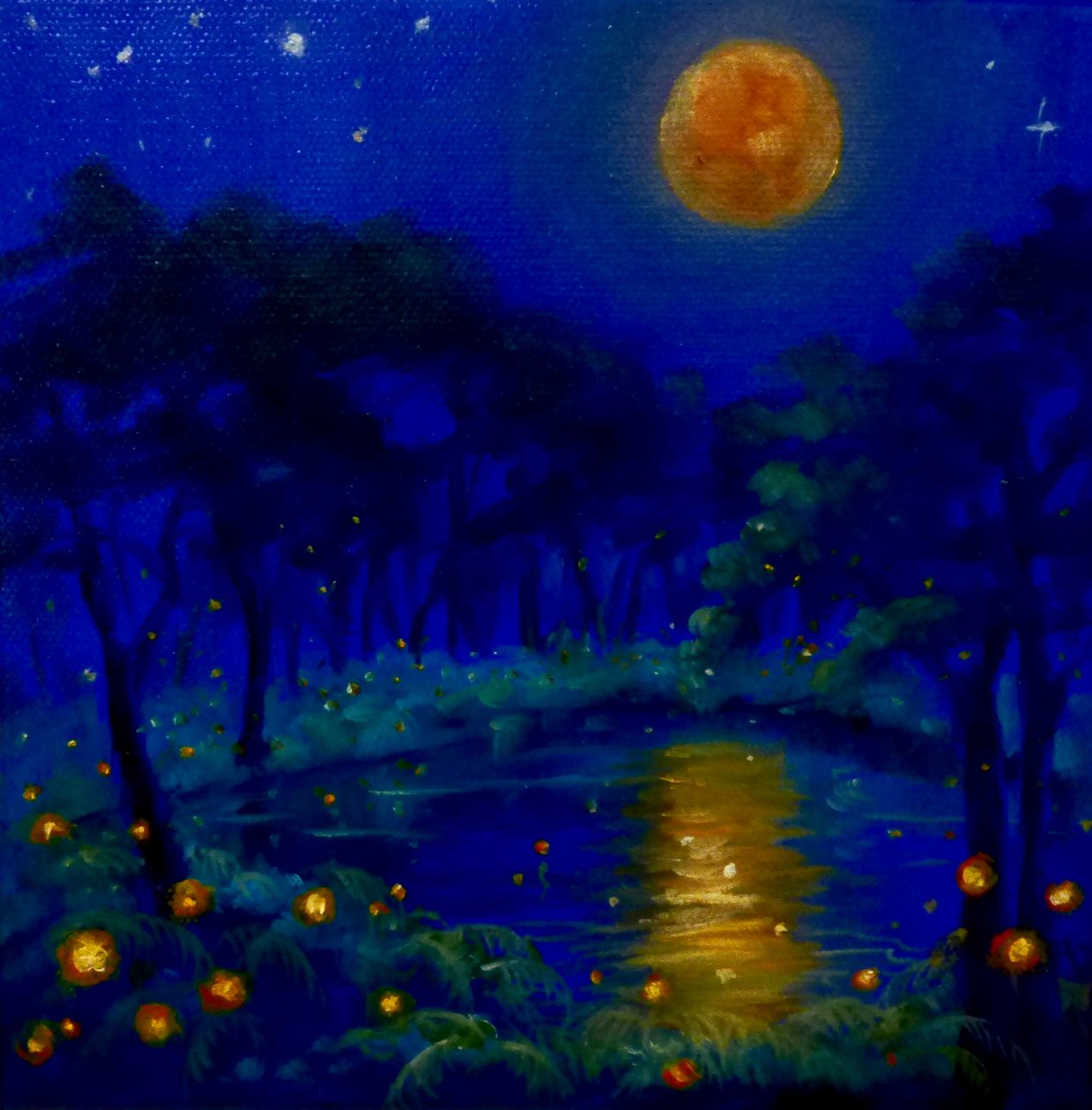 夜灯》，2020年，（布面油画）。 作者 李·坎贝尔