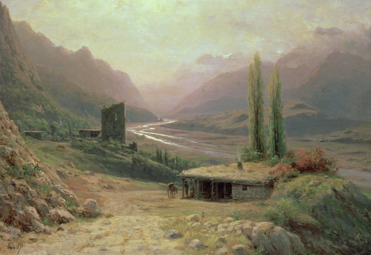 高加索峡谷，1893年 作者 Lef Feliksovich Lagorio